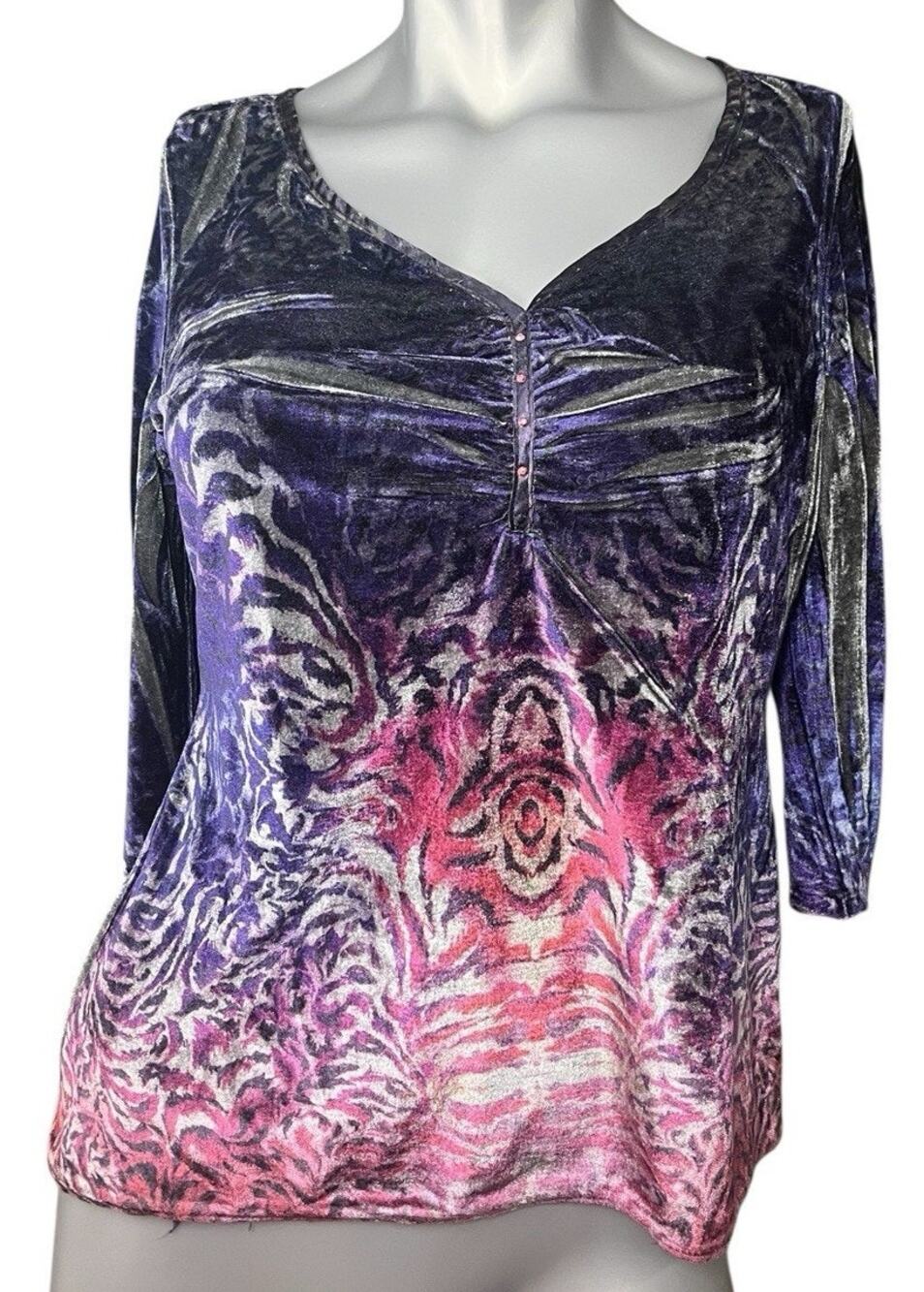 Live and Let Live Top Women Petite Small Top Velvet Sequin Purple Whimsygoth y2k